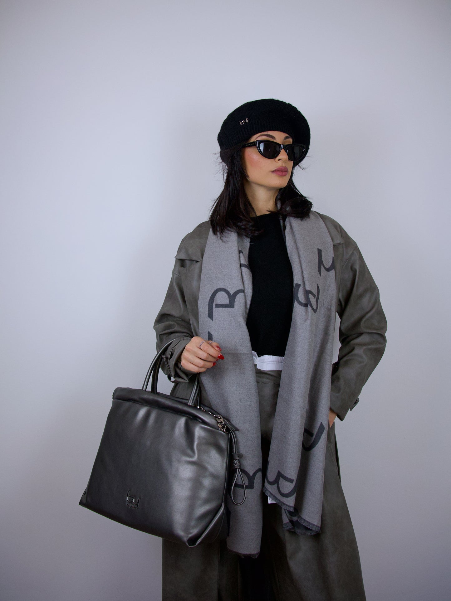 Cappotto in Eco-pelle Grigio