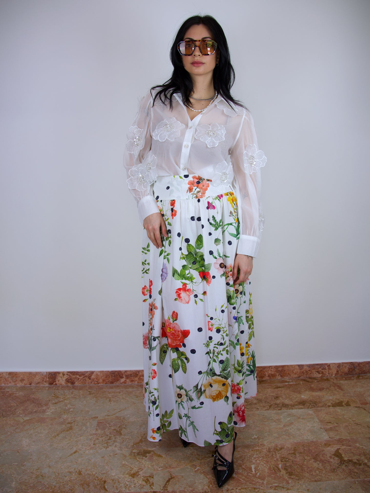 Camicia Fiori Strass