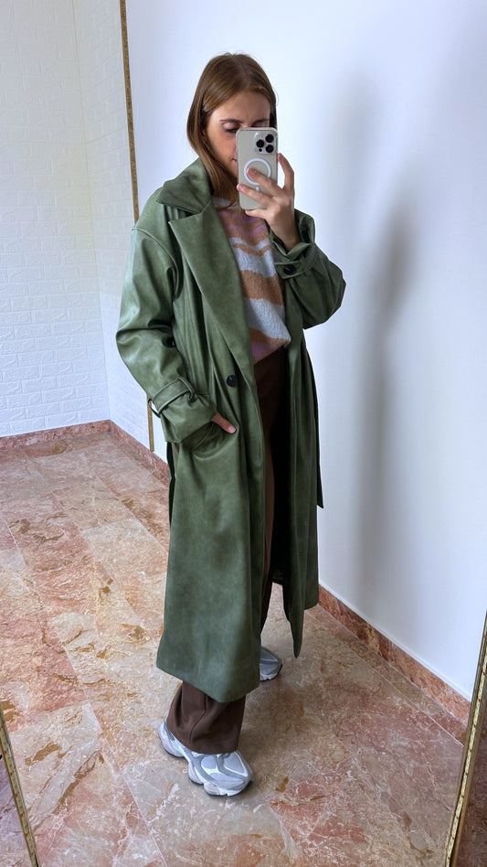 Cappotto in Eco-pelle Verde